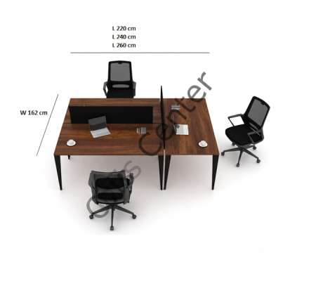 Exen 220 cm Üç'lü Ayrılabilir Ofis ve Büro W Masa 220 cm